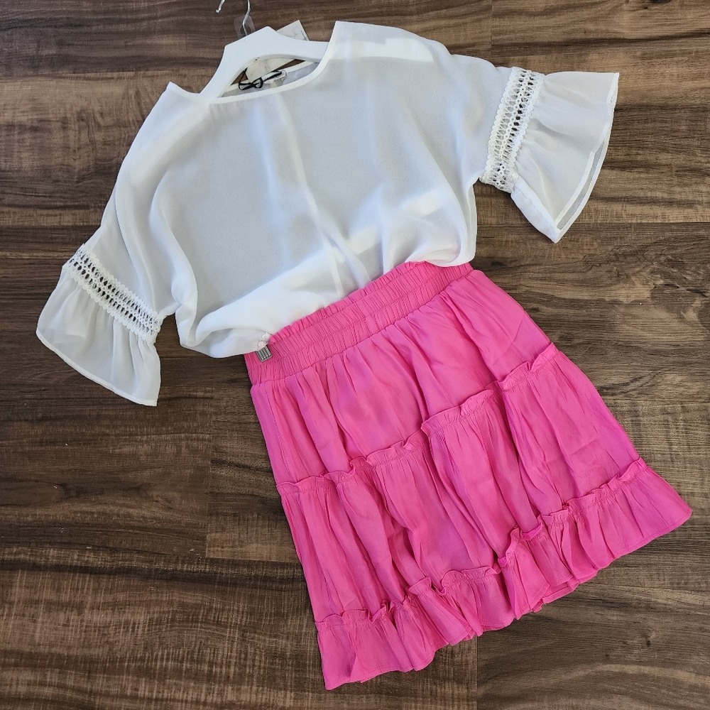 Pink Ruffle Tiered Skirt